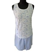 Dámské pyžamo Rko, S, bílá/modrý tisk, 100% bavlna